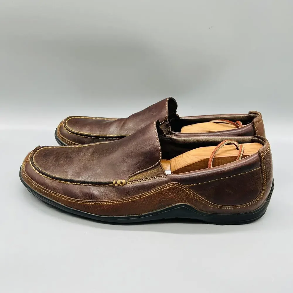 Cole Haan Shoes Mens 11.5 Brown Leather Moc Toe Slip On Loafers Casual Comfort